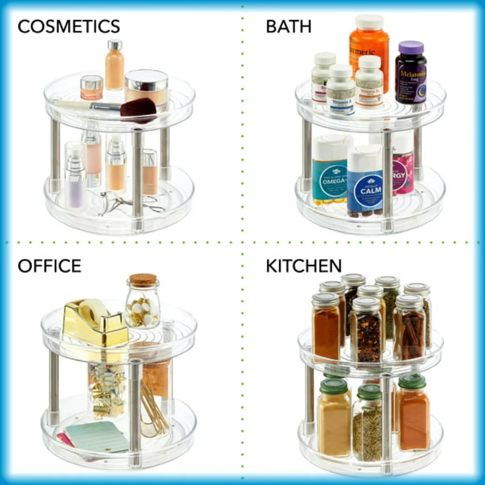 iDesign Linus Pantry Organizer 2-Tier Cabinet Turntable (Clear) NEW IN BOX